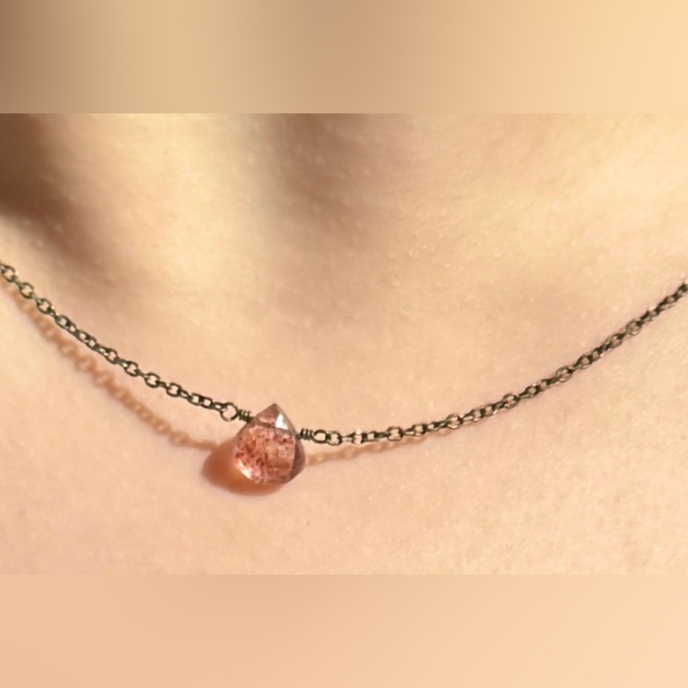 Sterling Silvwr Strawberry Quartz Necklace, 18 in